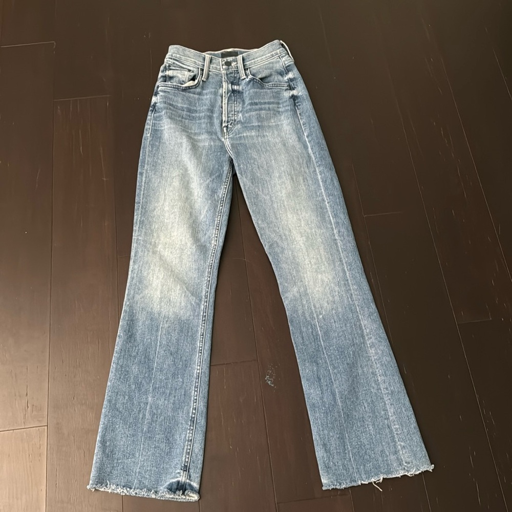 MOTHER High-Rise Straight Crop Jeans in Medium Blue - Picture 3 of 7